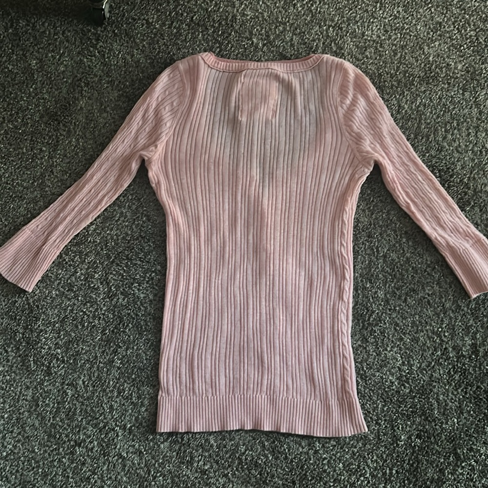 Rare Hollister Y2K vintage pink cable knit 3/4 sleeve Henley top - Picture 9 of 12